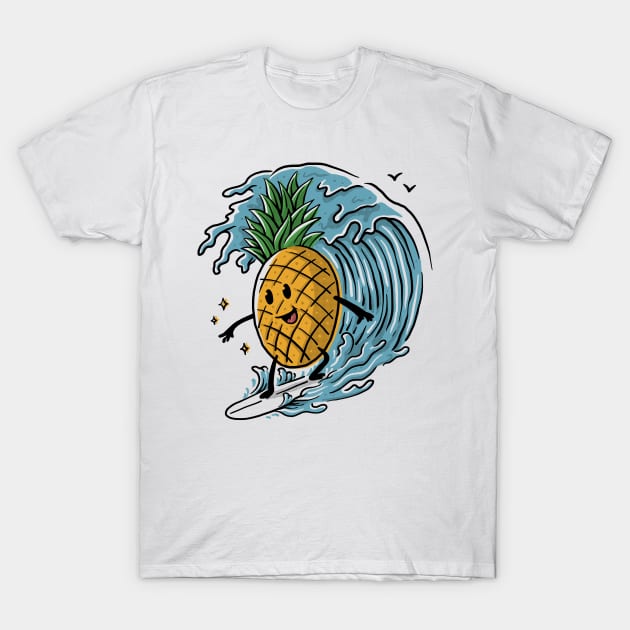 Pineapple Surfing T-Shirt by quilimo